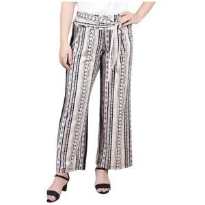 NY Collection NWT Plus Size 3X Mixed Print Jersey Knit Pull-On Wide-Leg Pants